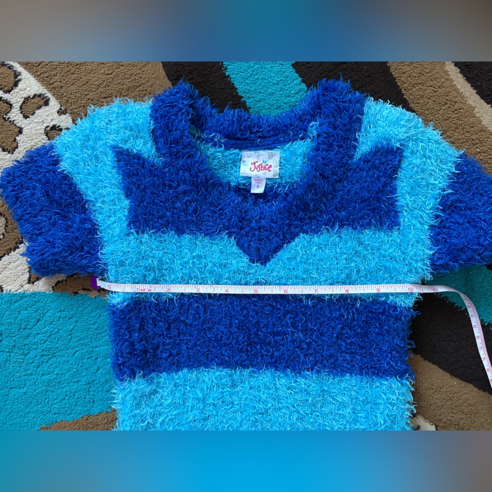 Justice Fuzzy Blue Top - Picture 3 of 4